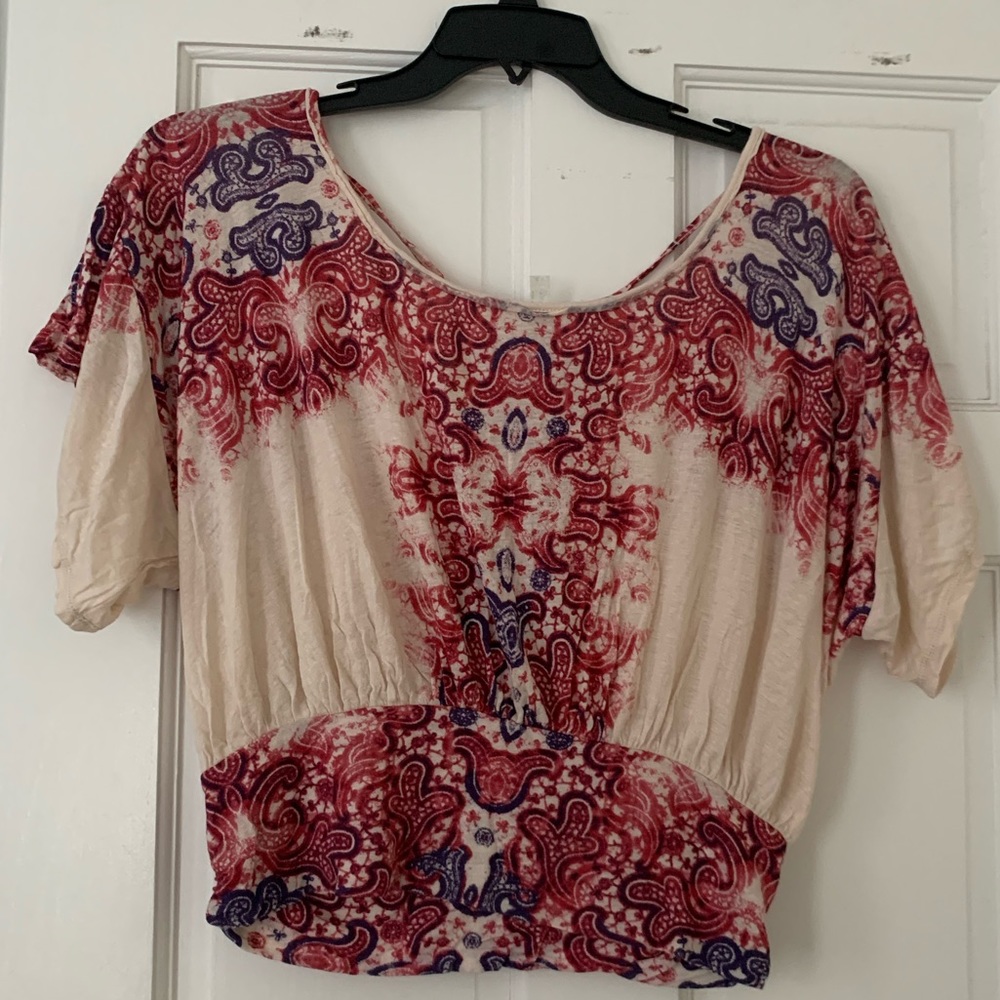 Pink and tan Free People Open back crop top